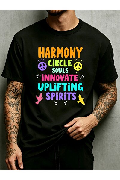 NOURAM تي شيرت رجالي بياقة دائرية من Harmony Circle Souls Innovate Uplifting ...