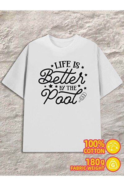 BASEPULSE تي شيرت Life is Better Pool Comfort Colors للرجال |   180 جرام، 100...