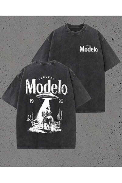 Touz Moda Modelo Printed Washable Vintage Unisex Oversize T-Shirt