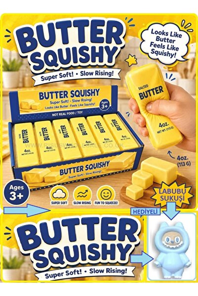 OYUNCAKSAHİLİ Butter Squishy Labubu Hediye Slow Rising Tereyağı Ve Labubu 2li...