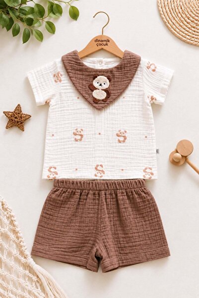 dinamik çocuk Baby Boy Muslin Summer 2-Piece Set Sailor Collar Cotton Shorts ...