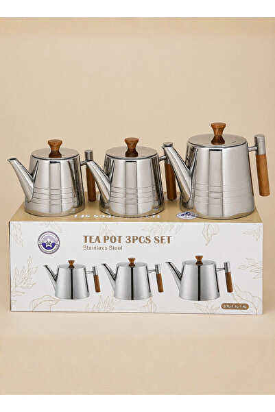 ALQANNAS Steel Braride Set 3 Pieces Wooden Handle 3 Sizes, 1.4L, 1L, 0.7L New...