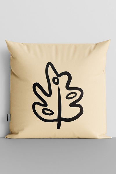 TicaretJet Black Leaf Double Sided Digital Printed Throw Pillow Cover - 3020