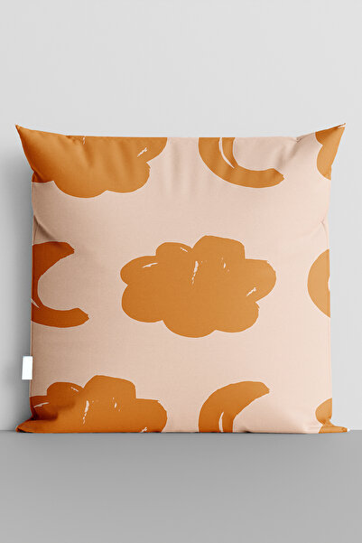 TicaretJet غطاء وسادة مطبوع رقميًا على الوجهين من Orange Moon and Cloud - 5534