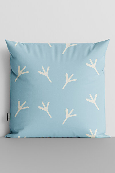 TicaretJet White Footprints Double Sided Digital Printed Throw Pillow Cover