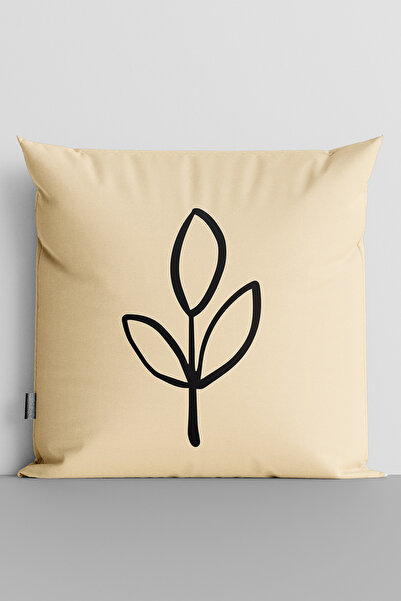TicaretJet Black Leaf Double Sided Digital Printed Throw Pillow Cover - 3023