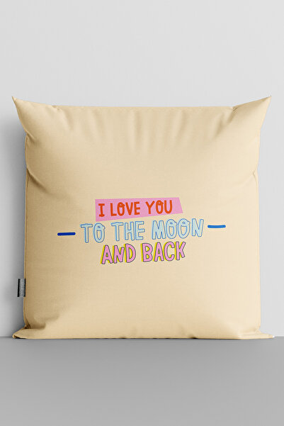 TicaretJet غطاء وسادة مطبوع رقميًا على الوجهين بعبارة "I Love You To The Moon...