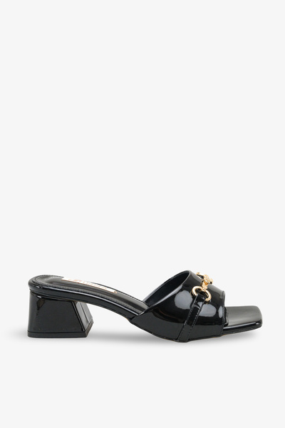 İNNABUTİKK Sateya Women's Heeled Slippers - Black Patent Leather