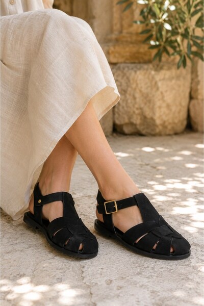 ALTUNTAŞ Woman - girl - anatomical comfort casual daily sandal model - black