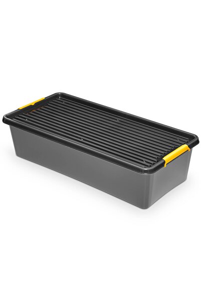 EDANTI Cutie de depozitare din plastic cu capac și roți pentru garaj și subso...