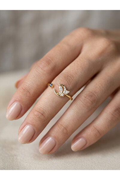 Evorya Women's Zircon Stone Crescent Butterfly Model Ring