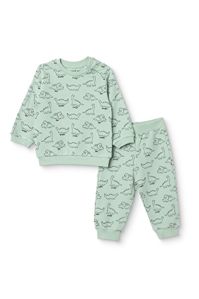 ebebek Hello Baby HelloBaby Erkek Bebek Sweatshirt-Alt Dinozor Baskılı Çıtçıt...