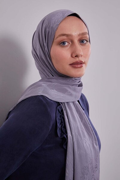 Levidor Dark Gray Abstract Tulip Pattern Jacquard Capri Shawl