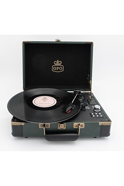 GPO Ambassador Bluetooth Record Player, Retro Vinyl Turntable with Speakers (...