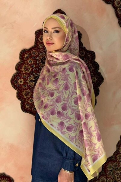 Şulemoda Giyim Feather Patterned Shawl Pink