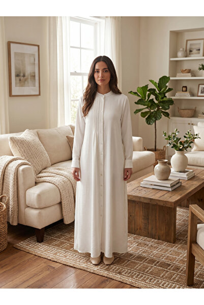 Finelook Women’s Elegant Button-Down Maxi Dress – Minimalist Long Sleeve dress
