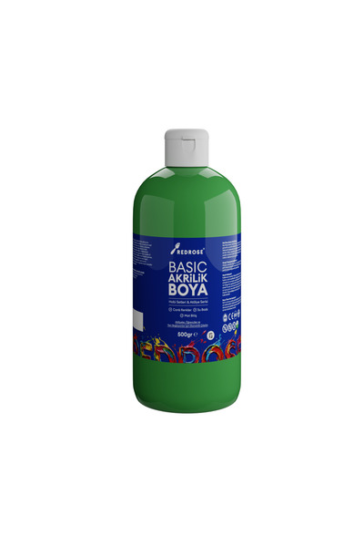 Red Rose Yeşil Basic Akrilik Boya 500gr, Dekoratif Hobi Amaçlı Sanatsal Canlı...