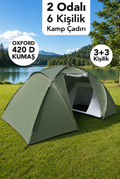 Fischer 2 Odalı Kamp Çadırı - 6 Kişilik Su Geçirmez Oxford 420 D Kumaş Sahil ...