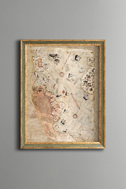 epiqart Piri Reis World Map - Vintage Patterned Painting - Fine Model