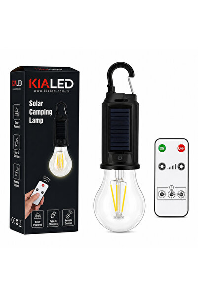 kialed Solar Şarjlı Kamp Lambası Ampul Kumandalı 3 Mod KIA LED KL-BLB01