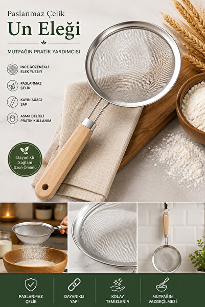 kumkumticaret Bamboo Handle Sieve