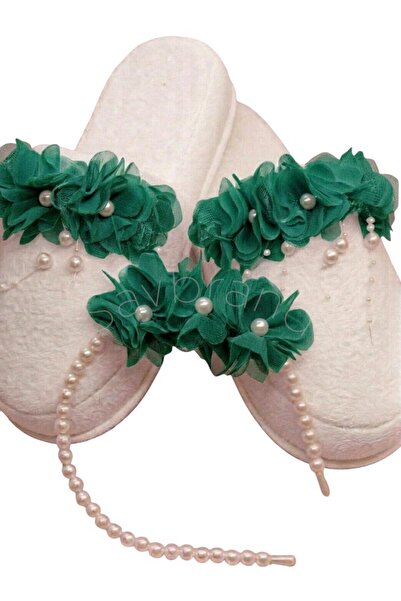 SavBrand Floral Pearl Maternity Slippers and Pearl Maternity Crown Mother Hos...