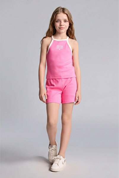 DeFacto Ribbed Shorts Athlete 2-Piece Yellow Set Girls I0043A826Hs