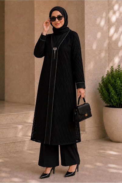 Alvina Saten Jacquard Triple Pants Suit 20989