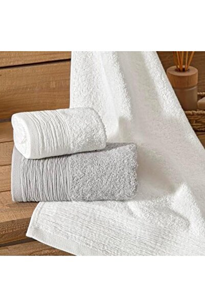 Yıldızan Msa Shop Lume 6-Piece Cotton Towel Set White Gray 931845