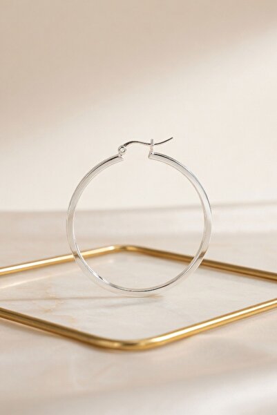 RMY MODA Women's Silver Classic Large Hoop Design Earrings