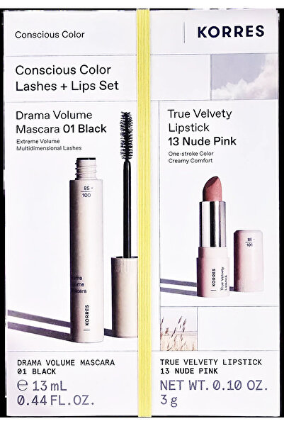 korres Consious Color Set with Drama Volume Mascara 01 Black, 13ml &amp; True...