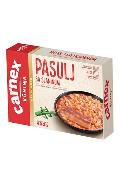 carnex Fasole cu slănină 400g, mâncare gata de consum