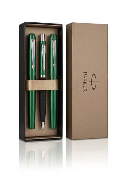 Parker Reflex Pen Set Green (Ink+Roller+Free Ballpoint)