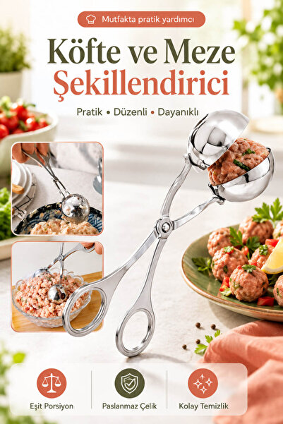 Anadolu Saray Paslanmaz Çelik Köfte Kurabiye Şekillendirici Makas Kaşık Porsi...