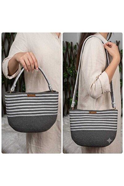 Masalımsı İlmekler Striped Cord Rope Design Shoulder Bag
