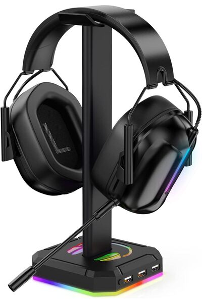 Arabest Headphone Stand, RGB Gaming Headset Holder, Headphone Holder with Sin...