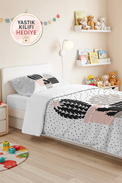 Evimde Bambaşka Cactus Nordic Young Room Jednostruki Pique Set - Puder Siva 1...