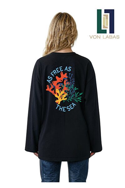 Grafftee Clothing Summer Vibe Themed Wide Sleeve Oversize Long Sleeve White T...