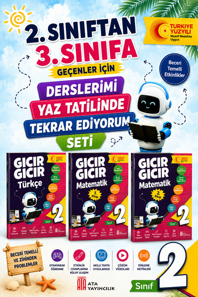 Ata Yayıncılık 2.Sınıftan 3.Sınıfa Geçenler İçin Derslerimi Yaz Tatilinde Tek...