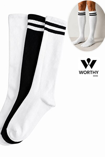 WORTHY SOCKS 3-Piece Below-Knee Tennis Sports Socks