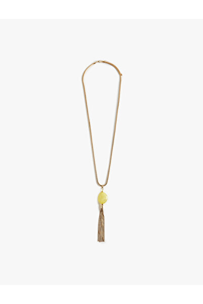 Koton Bead Detailed Dangle Chain Tassel Steel Necklace - X Melis Ağazat