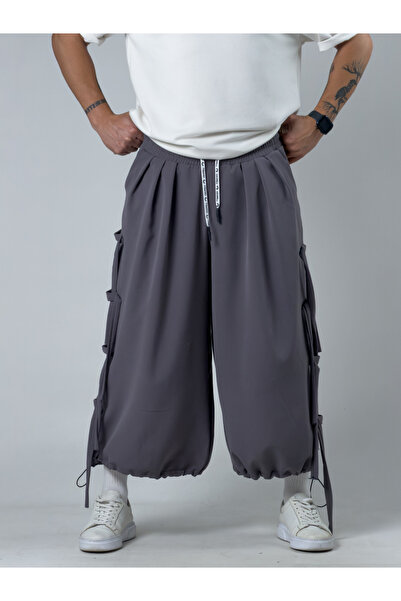 COCOPELLI Men's Smoked Wide-Legged Casual Trousers with Rope Detail Coc3246