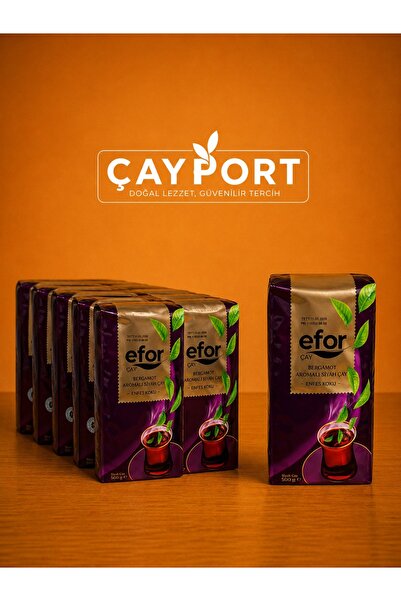 EFOR ÇAY Efor Bergamot Aromalı Siyah Çay 500 Gr x 10 Adet (5 Kg Koli)