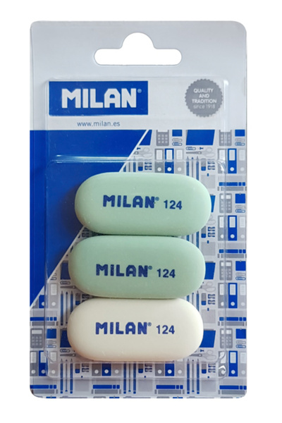 Milan γόμα 124 BMM9203MP, παραλληλόγραμη 50 x 23 x 6mm, σετ 3τμχ