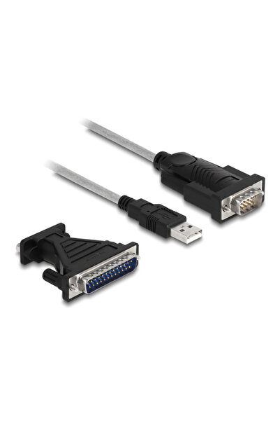 DELOCK καλώδιο USB σε RS-232 DB9 61314 με αντάπτορα DB25, 1.8m, μαύρο