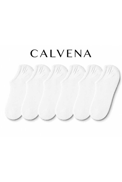 Calvena Unisex 6 Çift Siyah Beyaz Bambu Görünmez Pamuklu Dikişsiz Sneakers Çorap