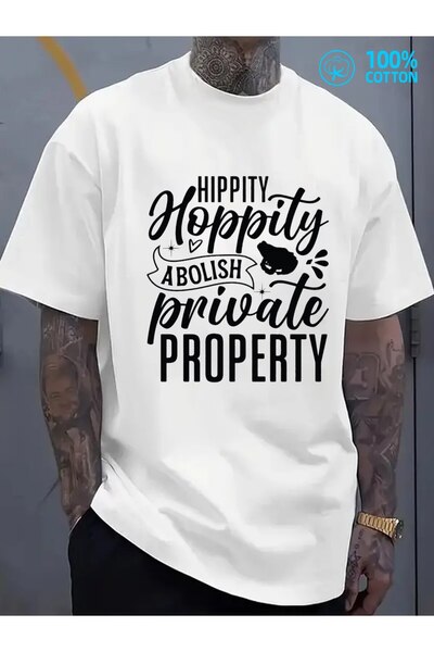 17 seramik تي شيرت رجالي مطبوع عليه 'Hippity Hoppity Abolish'، 180 جرام، 100%...