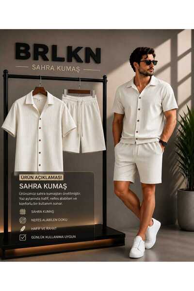 BRLKN Men's Summer Short Sleeve Sahra Shirt Shorts Set