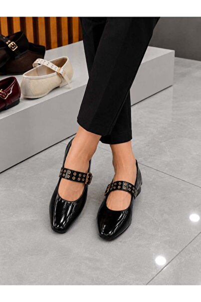 DERİ KABUSU Wide-Strap Women's Ballet Flats