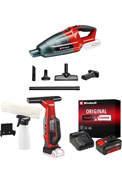 Einhell TE-VC 18 Li + BRILLIANTO Akülü El Süpürgesi ve Cam temizleme Seti (4,...